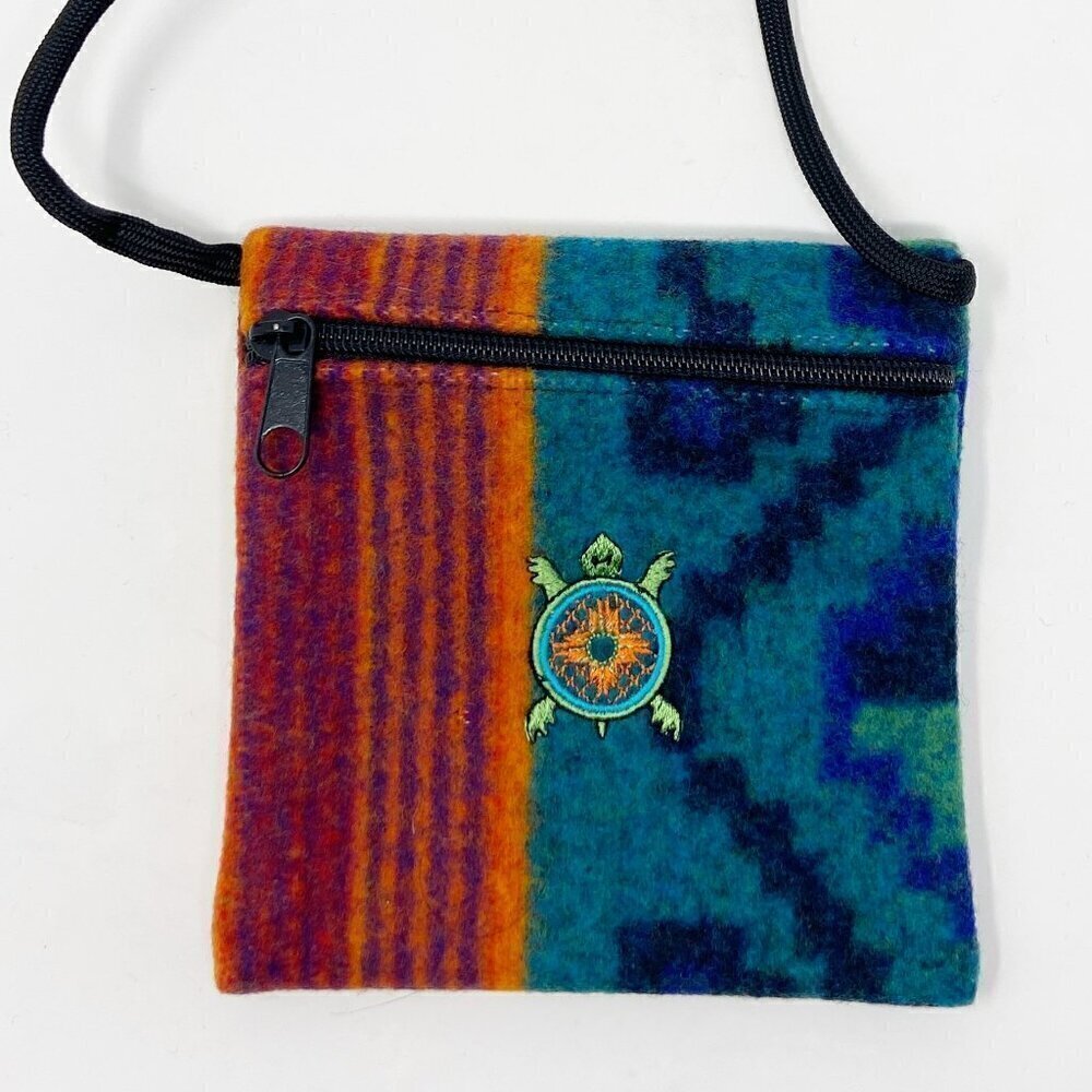 Pendleton Blanket Zip Crossbody Pouch Turtle Embroidery